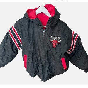 VTG 90 Chicago Bulls Pro Player Puffer Jacket Coat Reversible Jordan Youth M